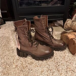 A.S.98 eggplant/plum Combat & Moto Boots. Size 36